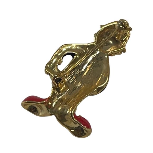 Vintage Gold Tone Enamel Clown Brooch With Red Shoes & Polka Dot Tie - Picture 2 of 2